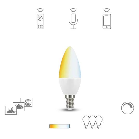 Müller Licht tint white bombilla vela LED E14 5,8W