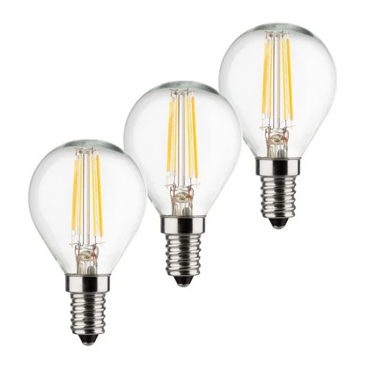 Bombilla a gota LED E14 4W 2.700K Filamento juego de 3