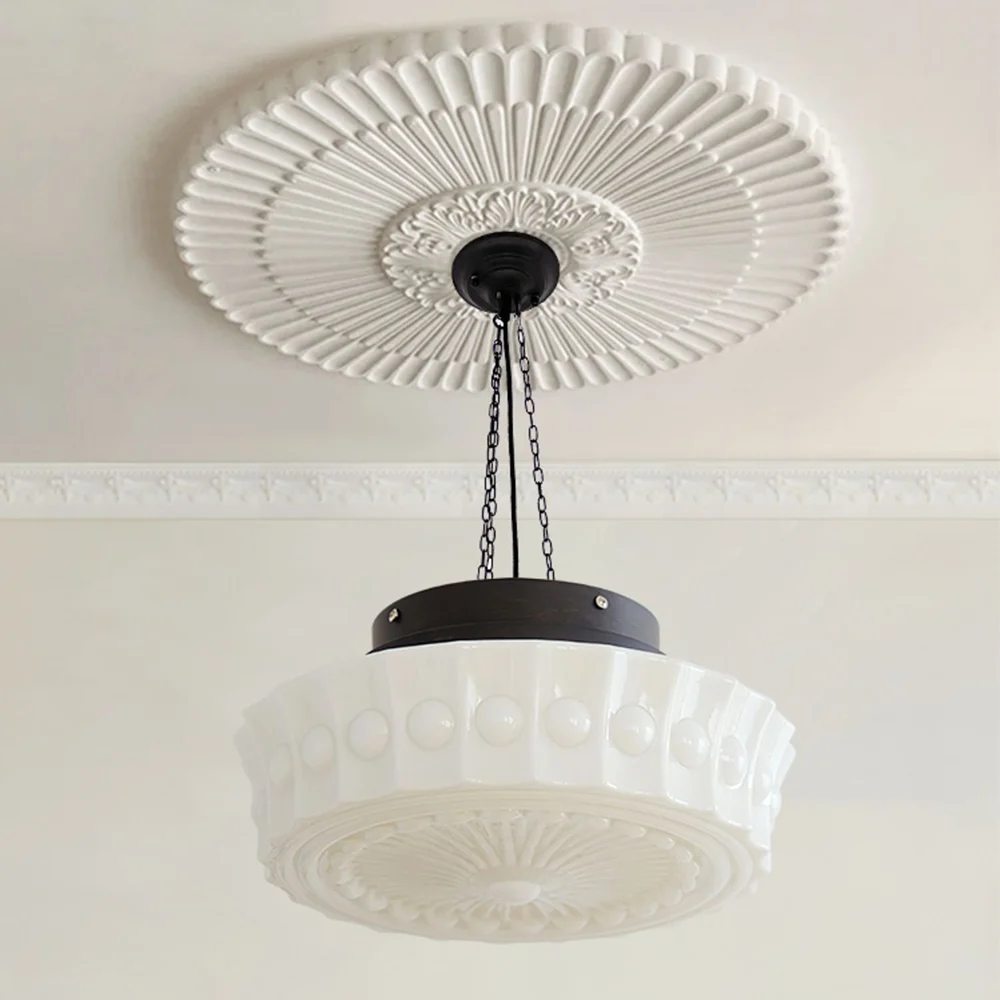 Valentina Vintage French Country Lámpara Colgante Cúpula Blanco/Beige Salón