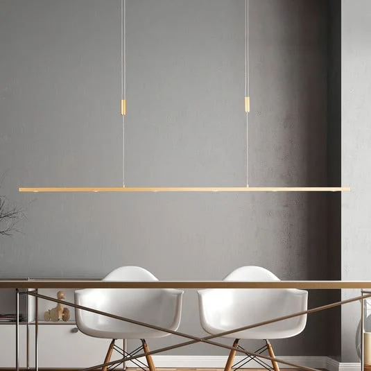 Lámpara colgante LED Quitani Tolu, longitud 139 cm, latón