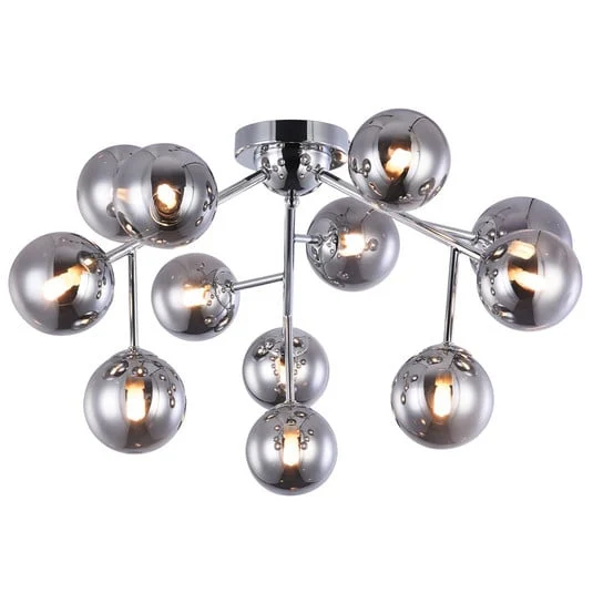Lámpara de techo bola vidrio Dallas 12 luces cromo