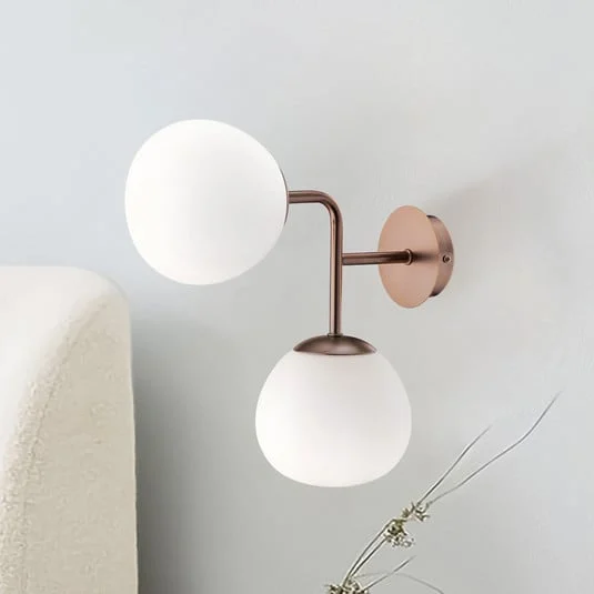 Maytoni aplique de pared Erich, latón rosado, vidrio/metal, 2 luces
