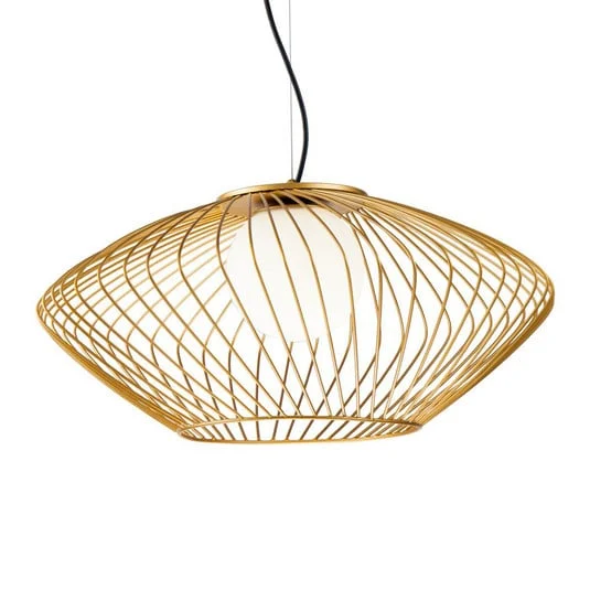 Lámpara colgante Plec con pantalla en oro