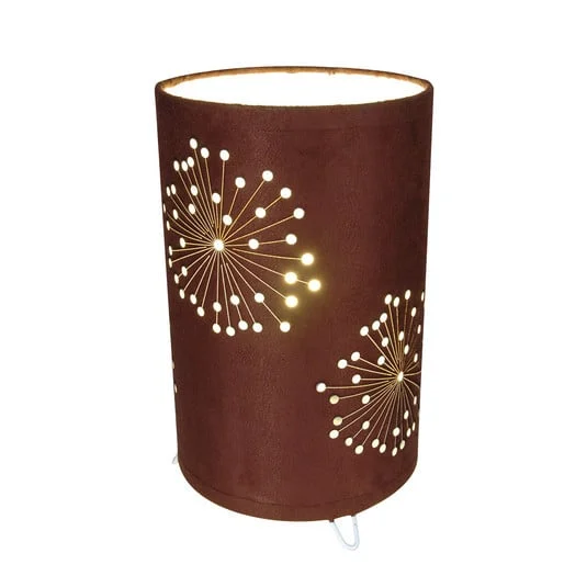 Lámpara de mesa Aurona de tela marrón