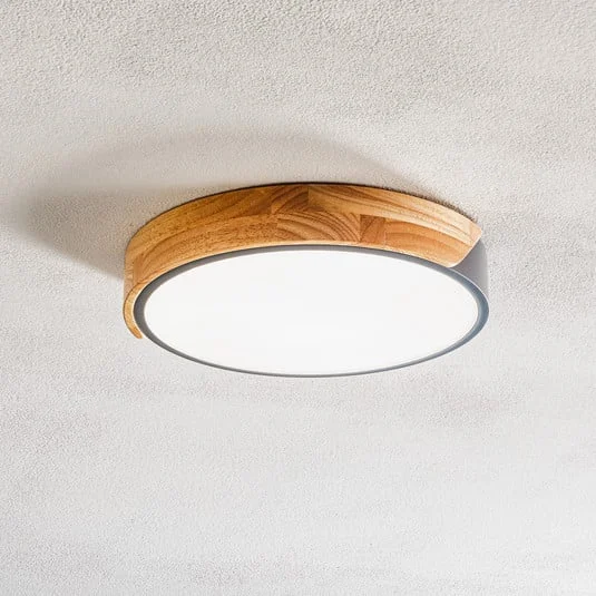 Plafón LED Borneo con marco de madera
