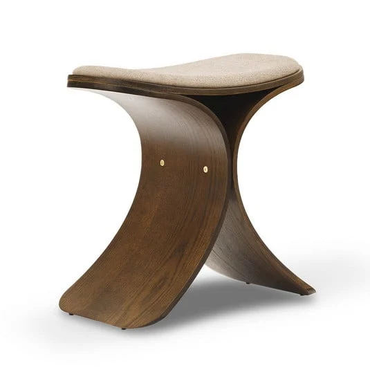 Taburete Luno, madera oscura, tejido, altura 45 cm, roble - GEJST