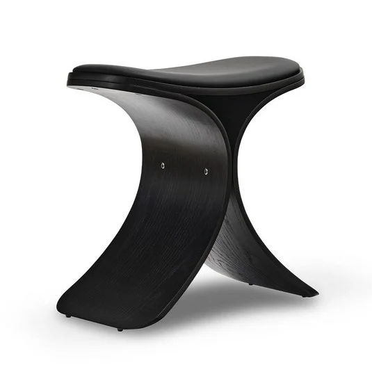 Taburete Luno, negro, tejido, altura 45 cm, roble - GEJST