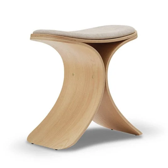 Taburete Luno, madera clara, tejido, altura 45 cm, roble - GEJST