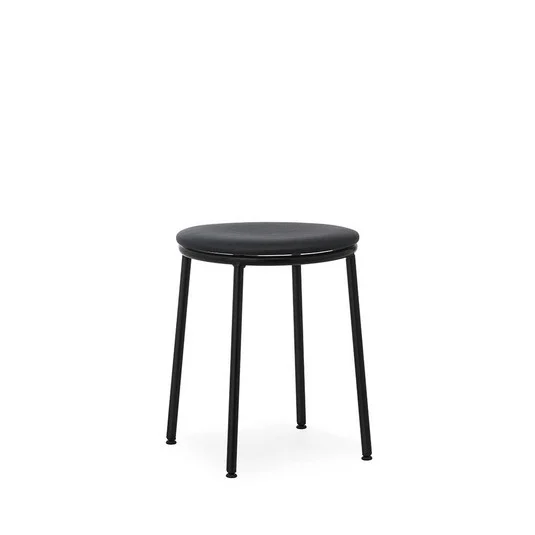 Taburete Circa 45 cm, tapizado en cuero negro - Normann Copenhagen