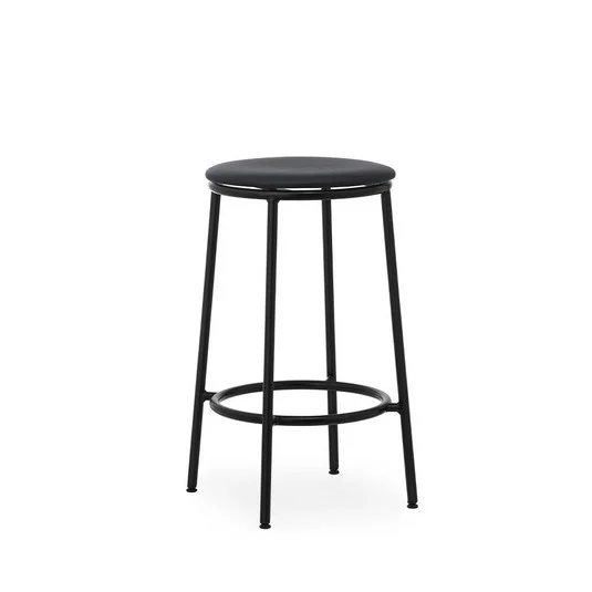 Taburete Circa 65 cm, tapizado en cuero negro - Normann Copenhagen