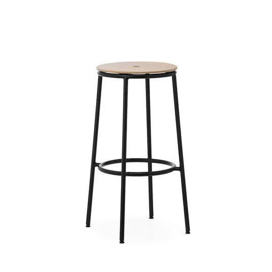 Taburete Circa H75 Black Steel/Oak - Normann Copenhagen