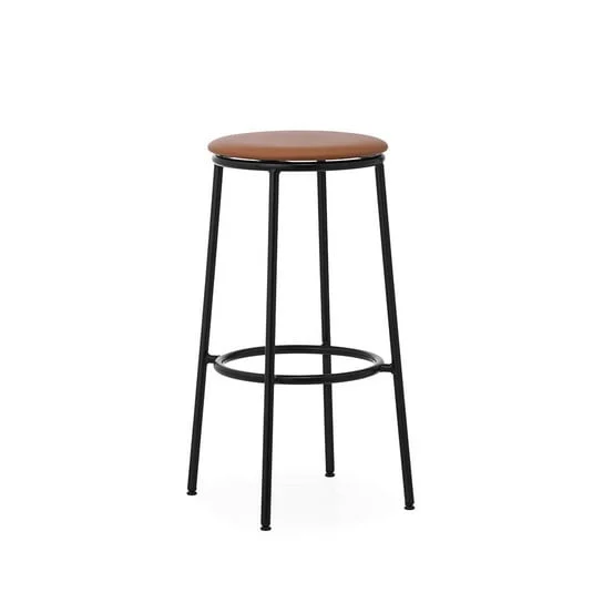 Taburete Circa 75 cm negro acero cuero - Normann Copenhagen