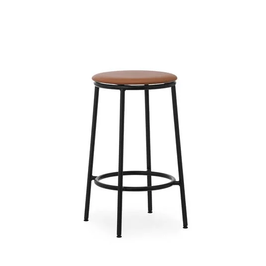Taburete Circa 65 cm negro acero cuero - Normann Copenhagen