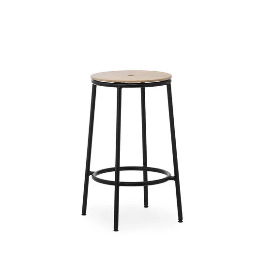 Taburete Circa H65 Black Steel/Oak - Normann Copenhagen