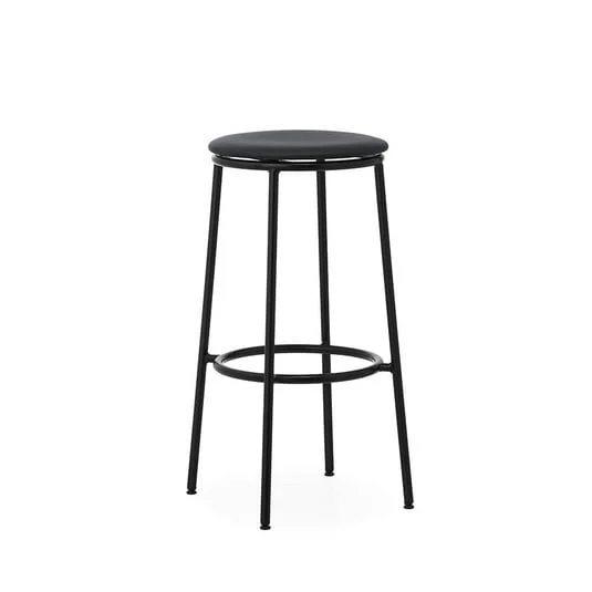 Taburete Circa 75 cm, tapizado en cuero negro - Normann Copenhagen