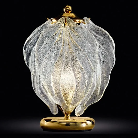 Lámpara de mesa de vidrio Foglie de vidrio Murano