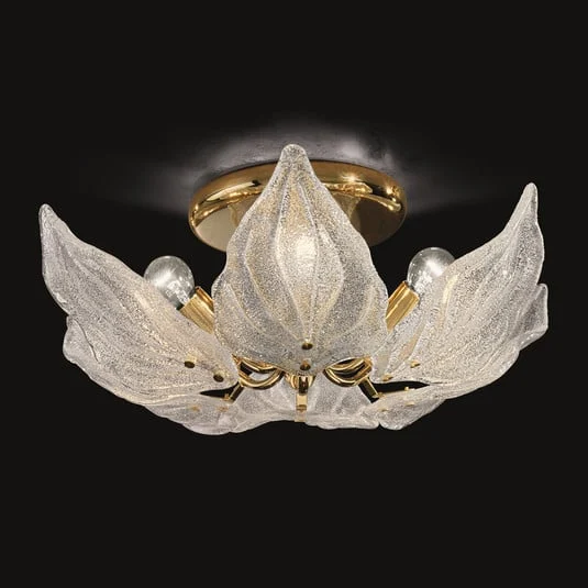 Lámpara de techo de cristal Foglie, 6 luces