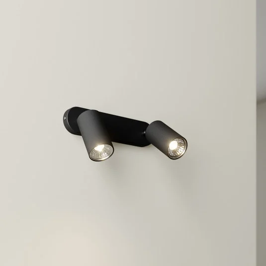 Foco de pared Eye Spot 2 luces, negro