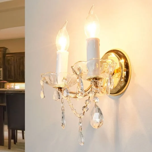 Aplique de pared Marie Claire, cristal, 2 luces