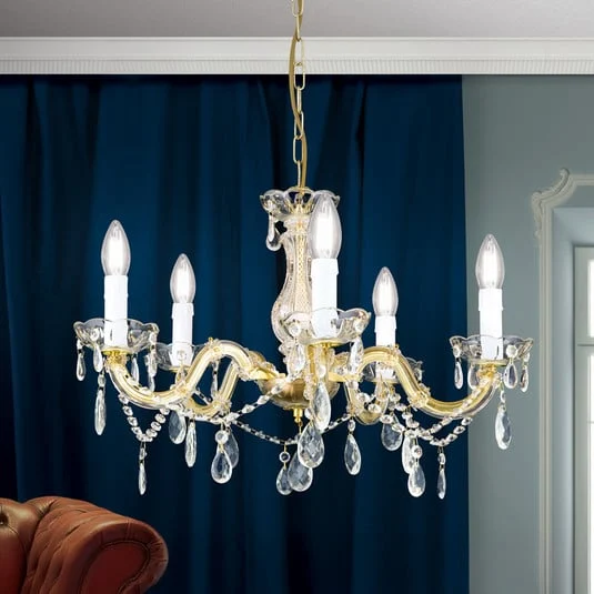 Lámpara de araña Marie Claire de cristal con 5 luces