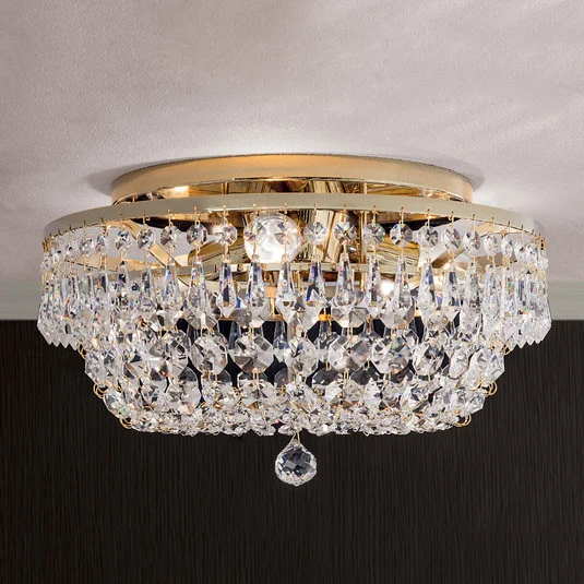 Lámpara de techo cristal SHERATA redonda oro 35 cm