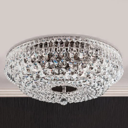 Lámpara de techo de cristal SHERATA, cromo 45 cm