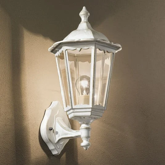 Aplique de exterior Puchberg en blanco-oro