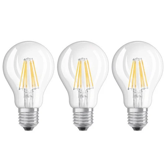 Bombilla LED con filamento E27 7 W, blanco cálido, juego de 3 unidades