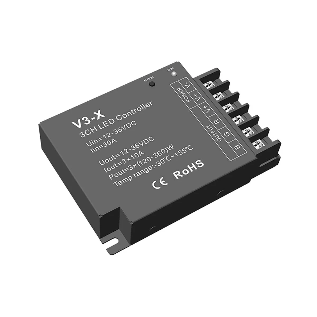 Controlador Monocolor / CCT / RGB 12-36V DC - 3 canales - 10A/canal - RF 2.4GHz - Skydance