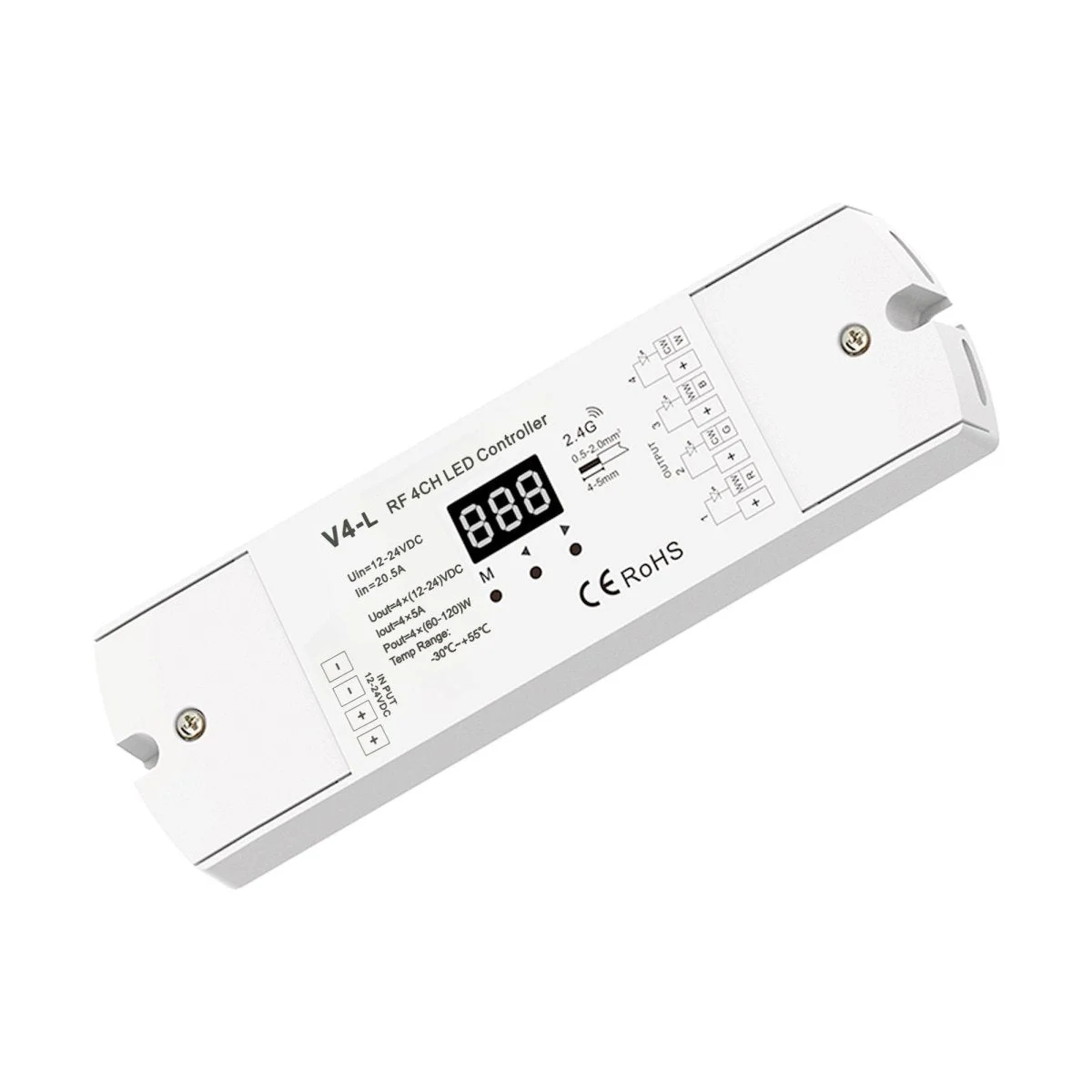 Controlador monocolor/ CCT/ RGB/ RGBW 12-24V DC - 4 canales - Programable - RF 2.4GHz - Skydance