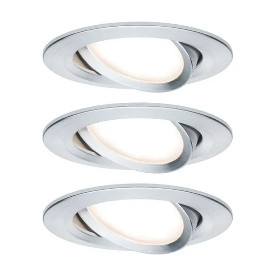 Paulmann, juego de 3 focos Nova Coin redondos orientables, aluminio torneado