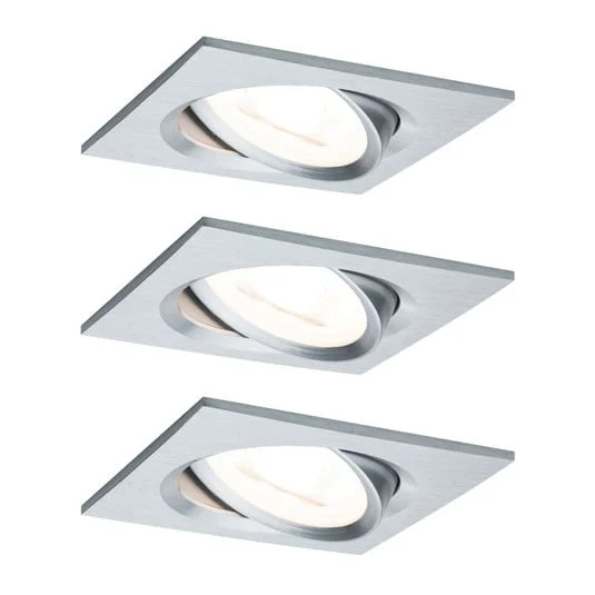 Paulmann, juego de 3 focos Nova Coin, angulares, atenuables, aluminio torneado,