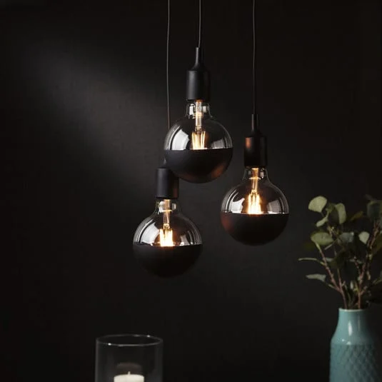 Bombilla LED E27 827 6,5W espejo de cabeza negro mate