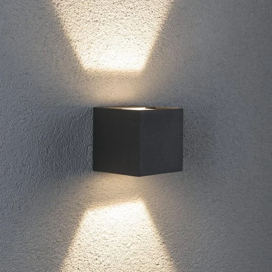 Paulmann Cybo aplique LED para exterior, 2700 K, 8 x 8 cm, gris