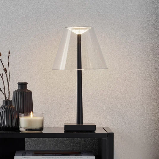 Lámpara de mesa recargable LED Rotaliana Dina+ T1 negra