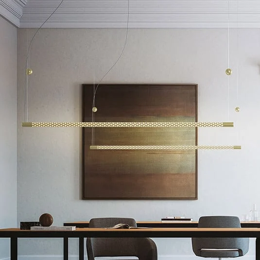 Lámpara colgante LED Rotaliana Squiggle H9 dorada 176 cm