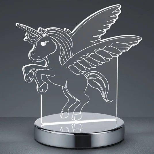 Lámpara de mesa Karo con holograma 3D, unicornio