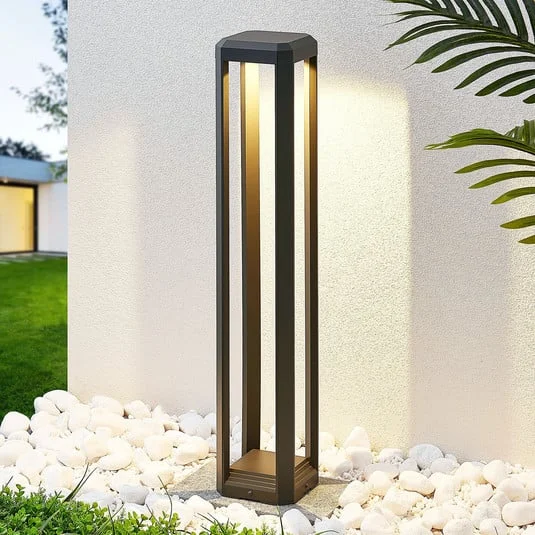 Bolardo luminoso LED Lucande Fery, antracita, metal, 80 cm, IP65