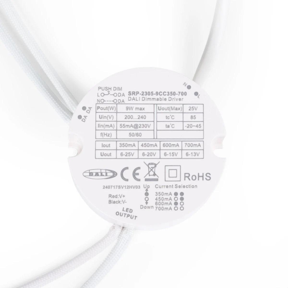 Driver regulable DALI DT6 monocolor - 220-240V - Salida 6-25V DC - 9W