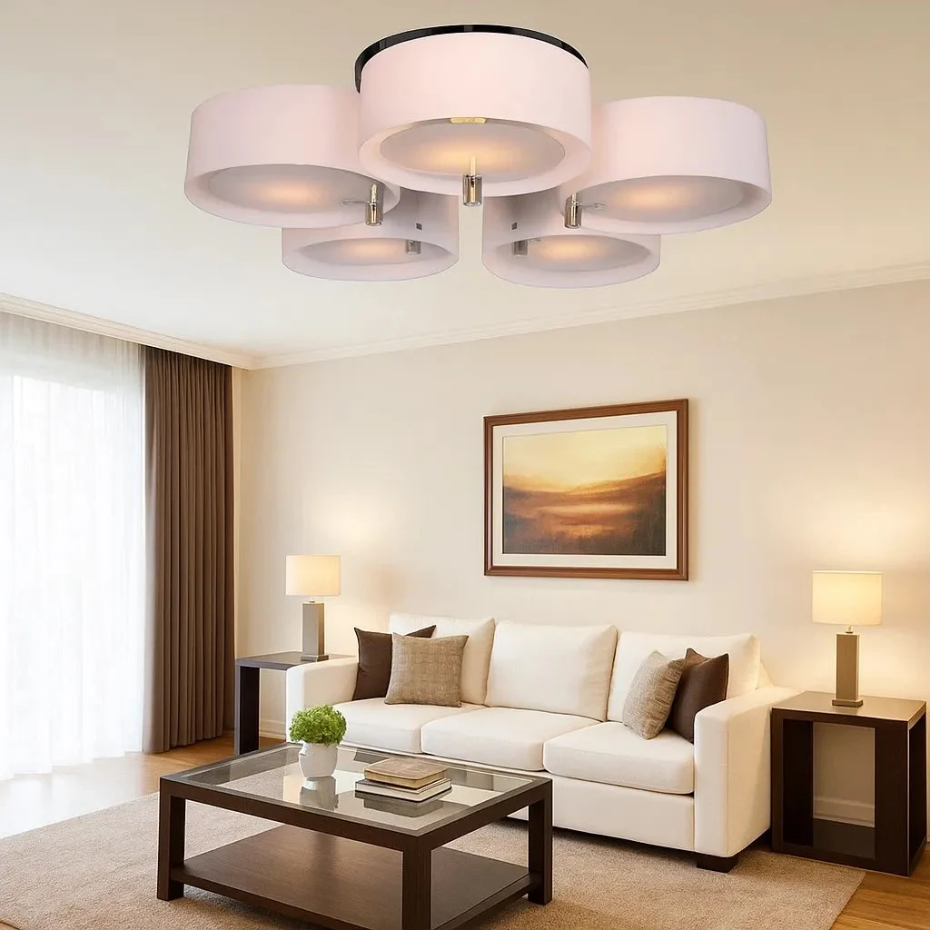 Lámpara de Techo LED Moderna de Cristal con Luz Tricolor Ajustable para Salón