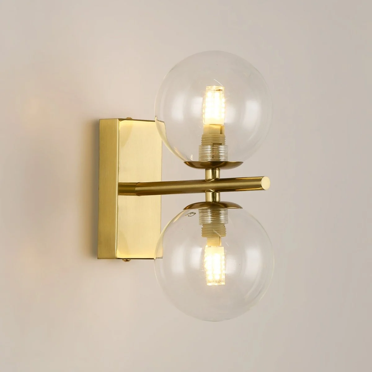 Aplique de pared con doble esfera de cristal "CANTHA" - 2 x G9