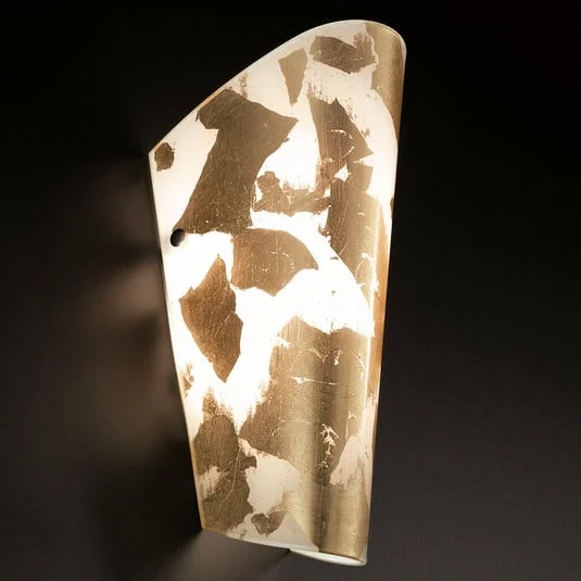Agradable aplique de pared Bloom blanco-hoja de oro