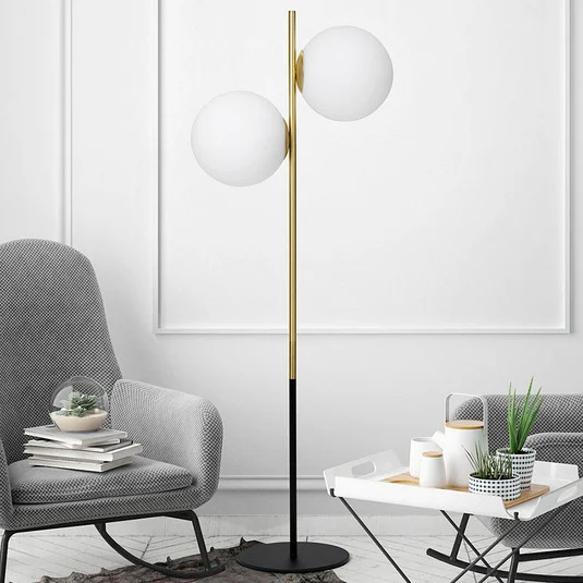 Lámpara de pie Jugen, negro/oro, 2 luces
