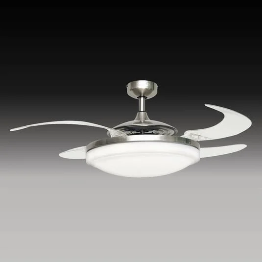 Ventilador con luz Fanaway Evo 2, cromo mate, silencioso