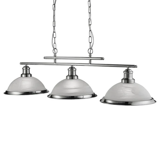 Lámpara colgante Bistro, 3 luces, plata