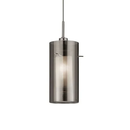 Lámpara colgante Duo 2, vidrio humo/cromo 1 luz