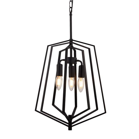 Lámpara colgante Slinky, 3 luces, negro, Ø 35 cm