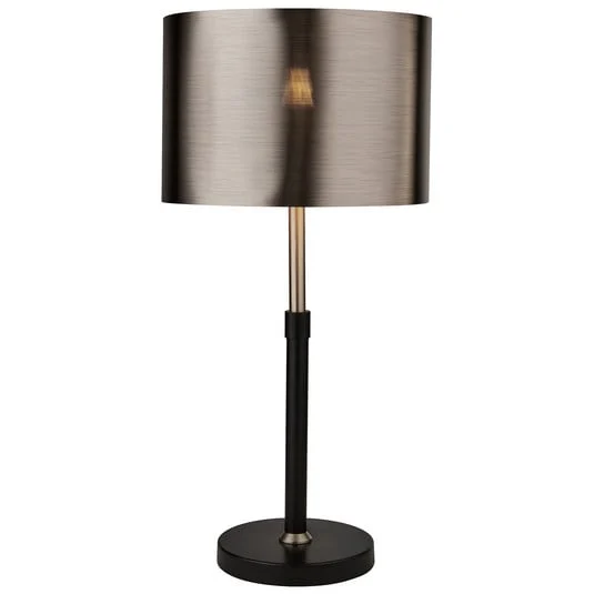 Lámpara de mesa Column, pantalla negro-cromo