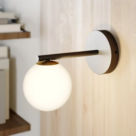 Aplique de pared Gama en negro con bola de cristal