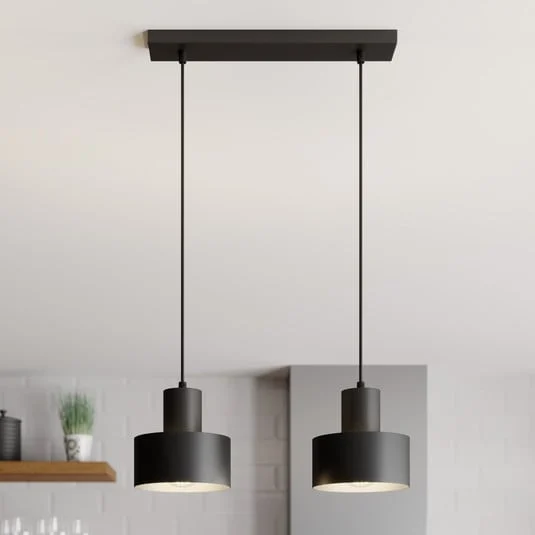 Lámpara colgante Rif, lineal, 2 luces, negro